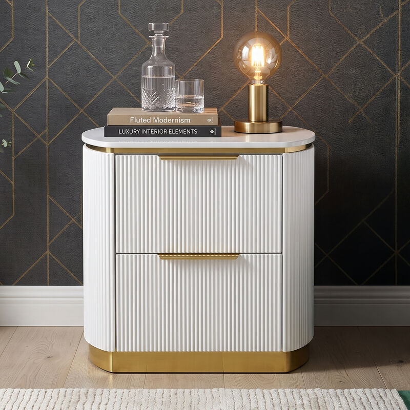Giovanni Nightstand with 2 Drawers and Fluted Fronts image number 6
