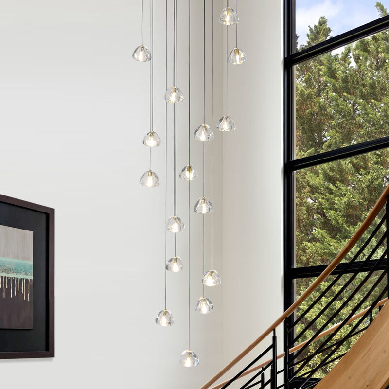 118" Long Chandelier Large Hanging  Crystal Lighting for Stairs High Ceiling image number 2