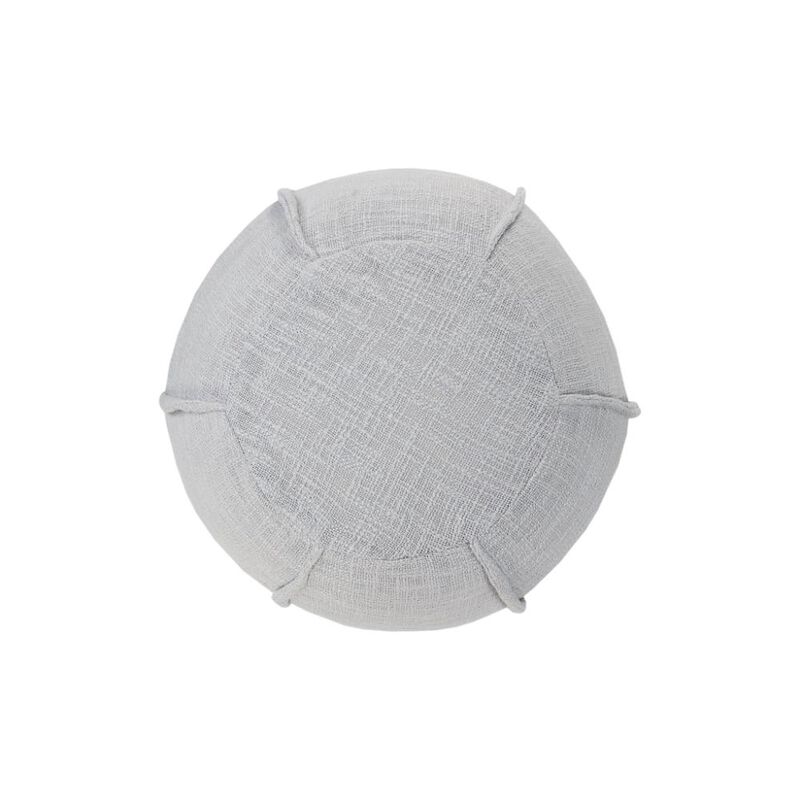 Hivvago 18 Inch Gray Cotton Round Patchwork Pouf Ottoman