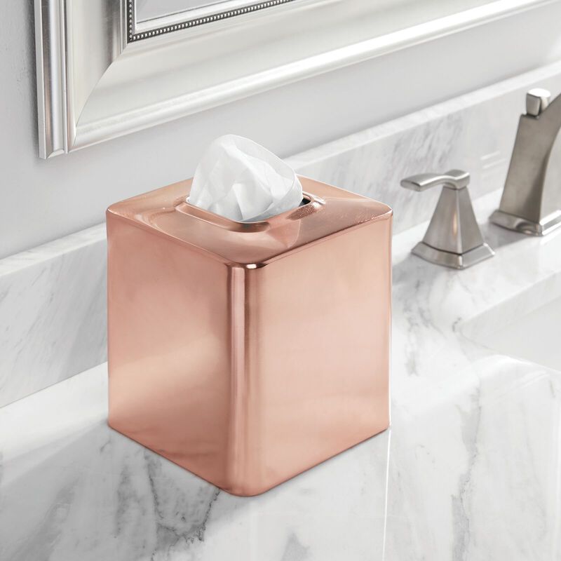mDesign Metal Square Tissue Box Cover for Bathroom