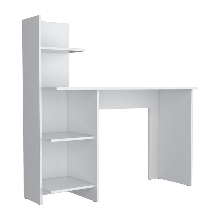 Vilna 120 Writing Desk , Four Shelves -White