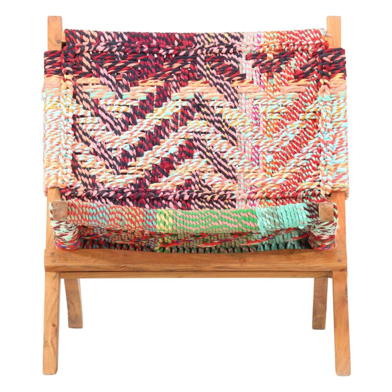 vidaXL Folding Chindi Chair Multicolors Fabric image number 1