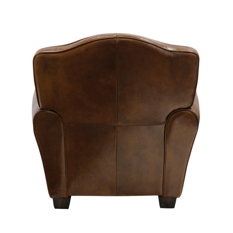 Pasargad Home Palermo Genuine Leather Modern Wing Chair image number 4