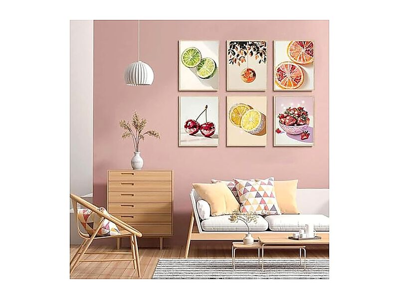6 Pack Disco Fruit Wall Art Funky Oranges Strawberry Cherry Decor Trendy Preppy image number 3