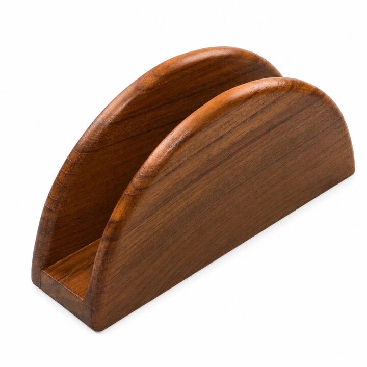 HomeRoots 6" Brown Solid Wood Napkin Holder