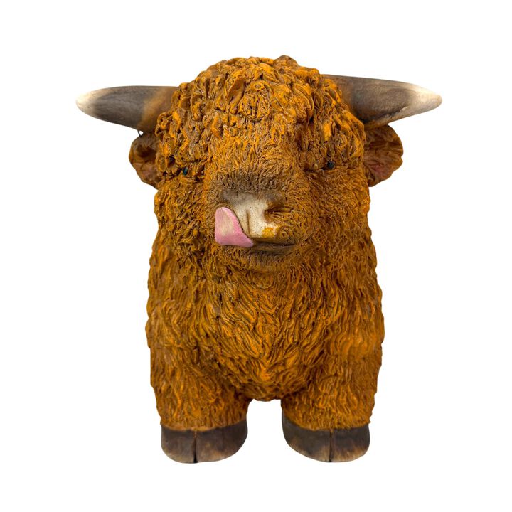 Zeckos Highland Cow Planter Brown Magnesium Oxide Farmhouse Decor 12in