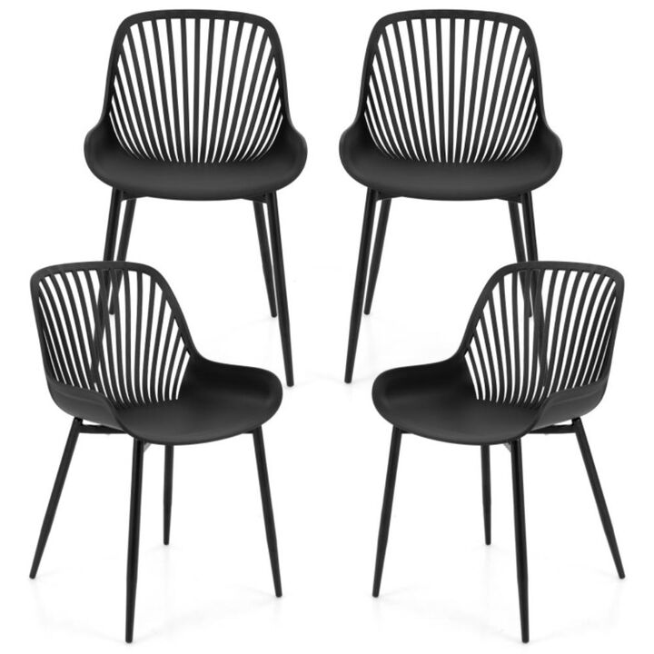 Hivvago Modern Kitchen Chairs with Metal Legs, Cutout Backrest, Curved Seat for Dining Room Home Office