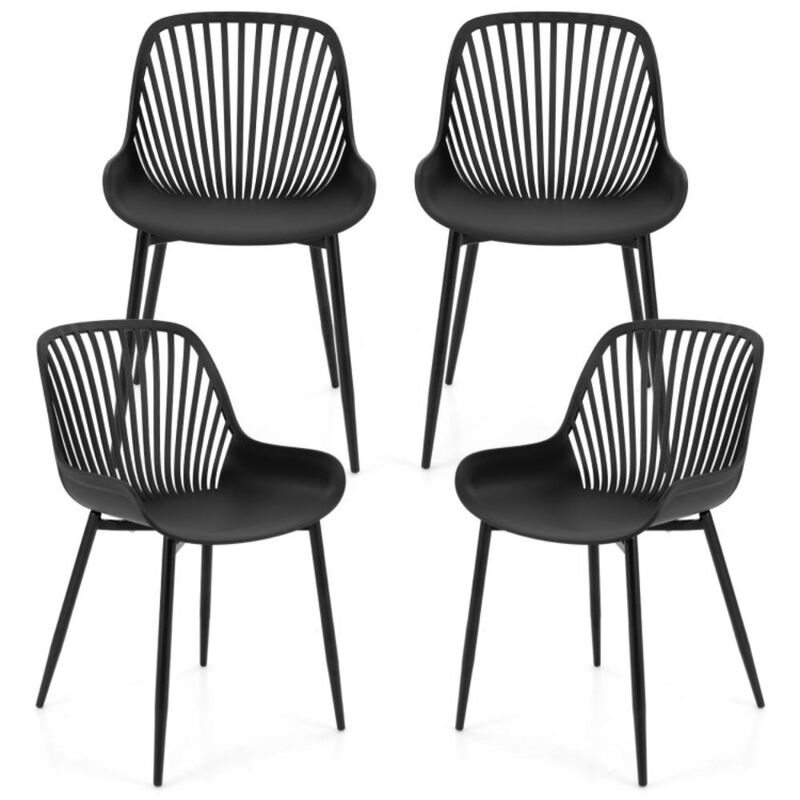 Hivvago Modern Kitchen Chairs with Metal Legs, Cutout Backrest, Curved Seat for Dining Room Home Office