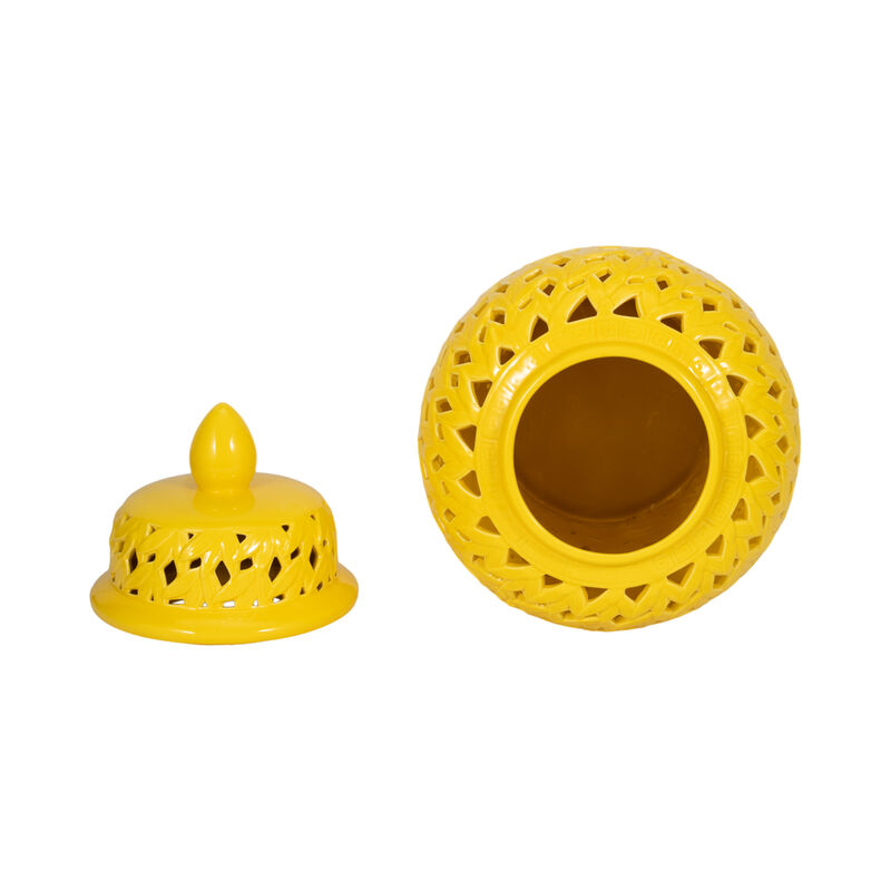 Pierced Yellow Temple Jar 24" image number 5