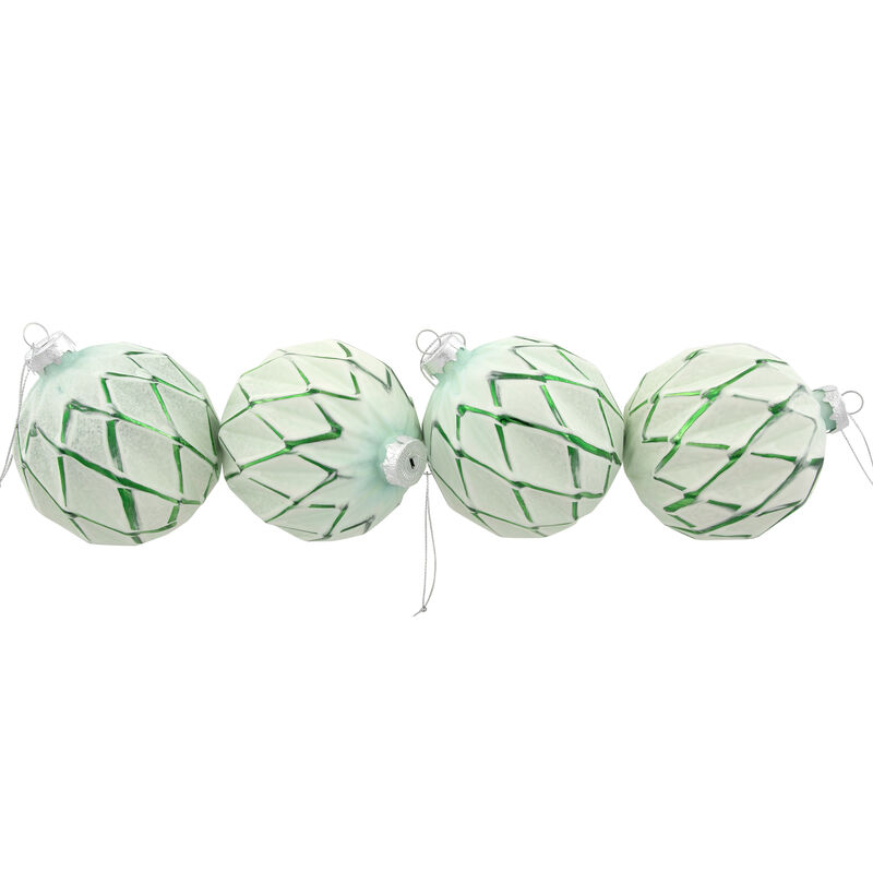 4ct Emerald Green and White Matte Christmas Ball Ornaments 4" (100mm) image number 8