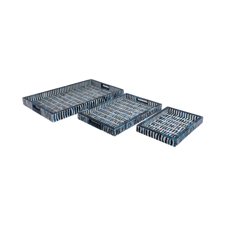 S/3 Trays With Inlay Pieces