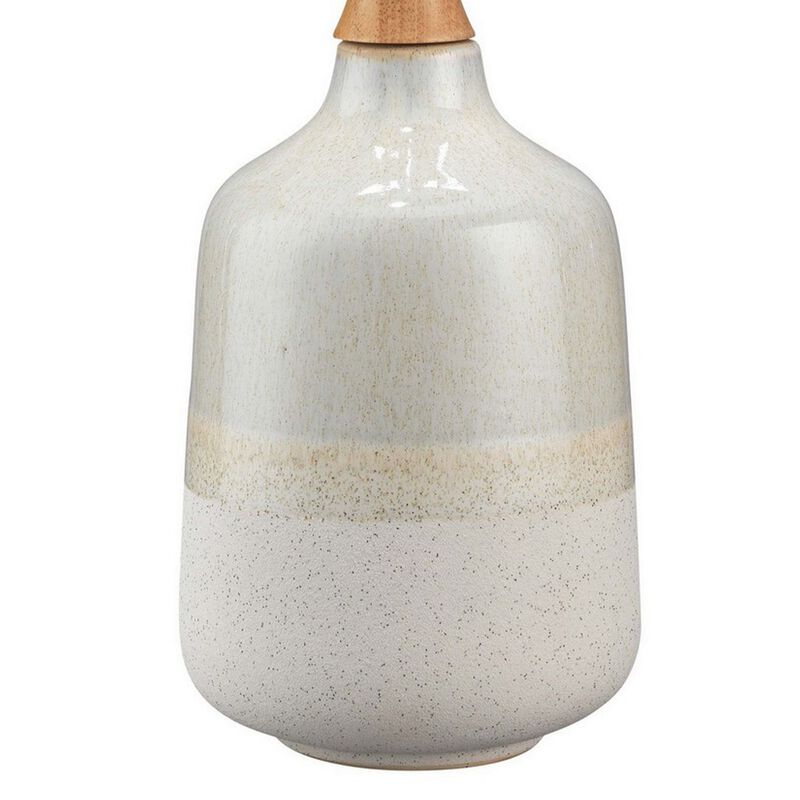 Table Lamp with Ceramic Bottle Shape Body, Cream - Benzara