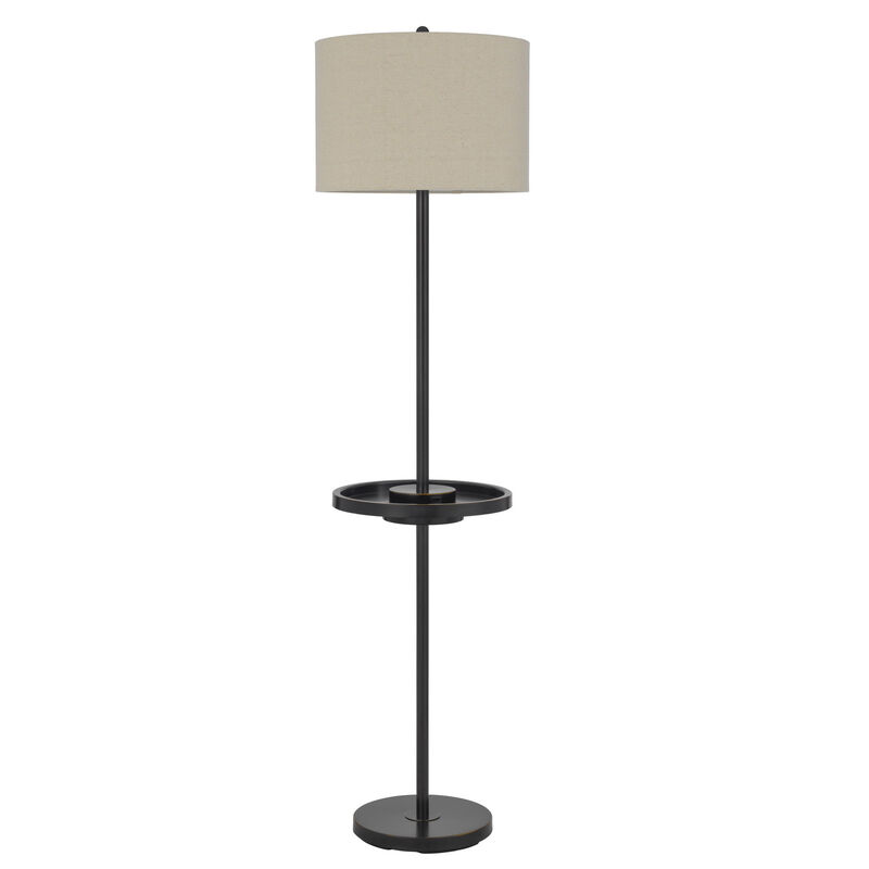 HomeRoots 62" Bronze Tray Table Floor Lamp With Beige Drum Shade image number 0