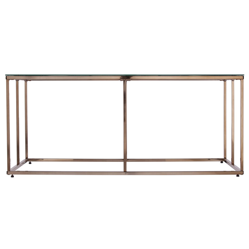 HomeRoots 42" Clear and Champagne Glass and Metal Coffee Table image number 5