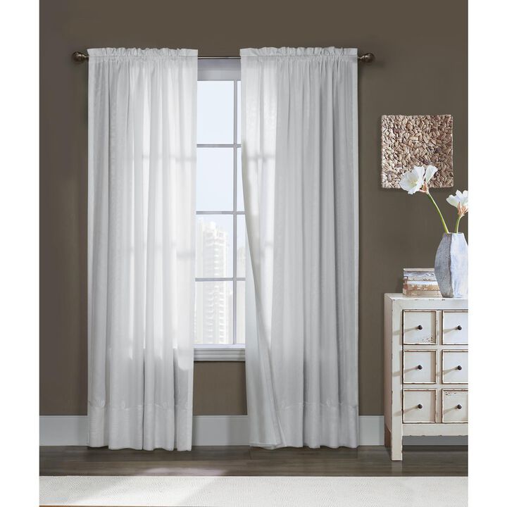 Commonwealth Thermavoile Rhapsody Lined Tailored Pole Top Curtain Panel - 54x95" - White