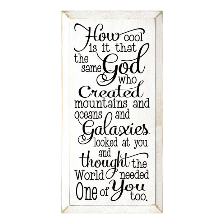 Faith Quote Wood Sign God Created Mountains Oceans and You Rustic Wall Plaque