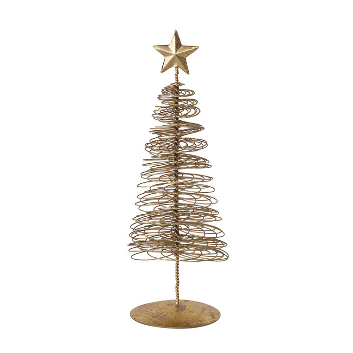 Gilded Iron Wire Christmas Tree with Star Topper