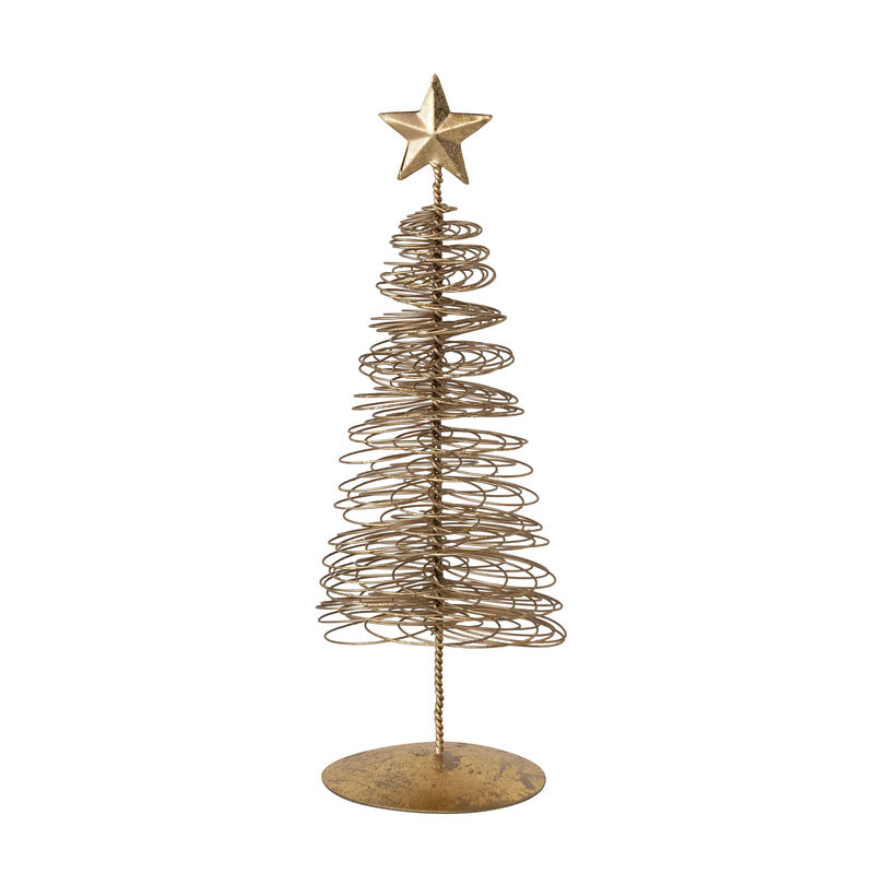 Gilded Iron Wire Christmas Tree with Star Topper image number 0