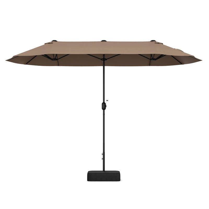 Mondawe 13 Feet Double-Sided Patio Twin Table Umbrella with Crank Handle