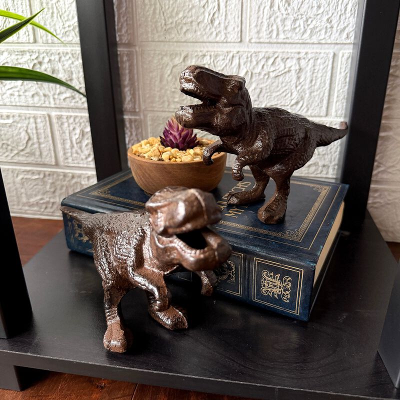 Cast Iron Dinosaur Bookends Set Of 2 Brown T-Rex Decorative 85 In image number 5