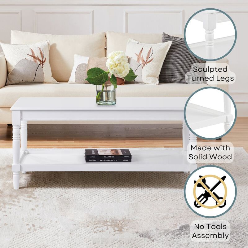 Convenience Concepts French Country Manor No Tools Coffee Table with Shelf
