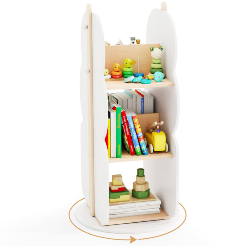 360° Kid's Rotating Bookshelf Toy Storage Organizer with 5 Shelves