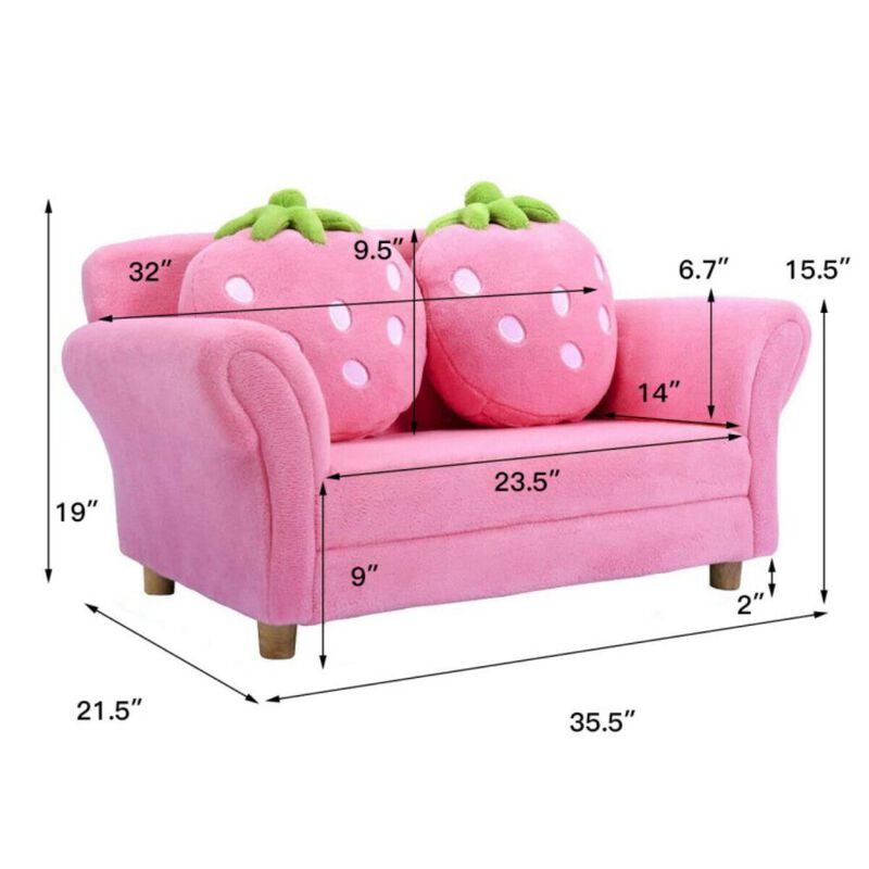 Hivvago BL/PI Kids Strawberry Armrest Chair Sofa-Pink.
