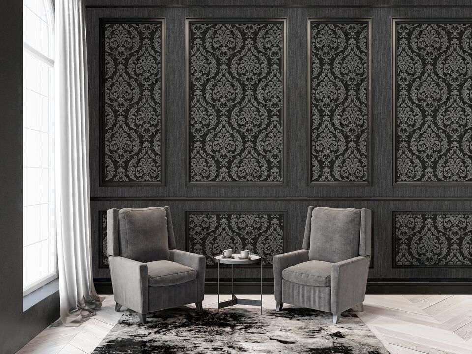 Palazzo 2 Silk Damask Black Wallpaper G68676