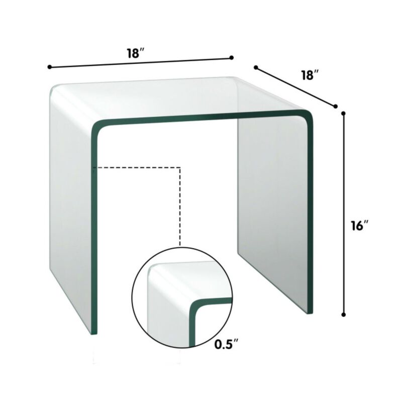 Tempered Glass End Table with Waterfall Edges and Non-Slip Pad image number 5
