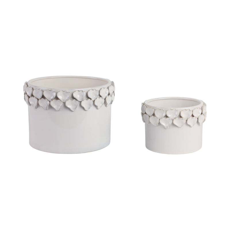 Flower Petal Applique Planters, White set