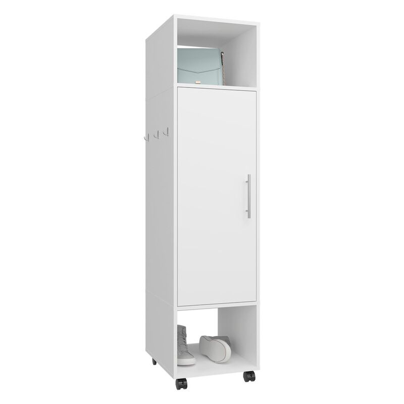 Ambler Armoire with 1 Door, 3 Shelves, and Full-Length Mirror, White