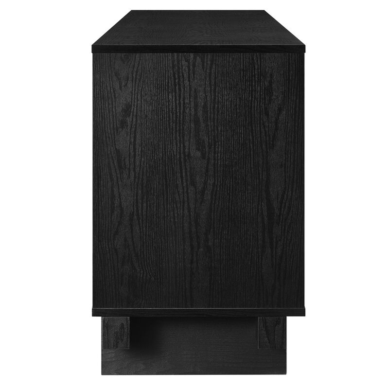 Modway Knox 71 Inch Mid-Century Modern Retro TV Stand in Black - Low Profile Entertainment Media Console Cabinet with Circular Motif for TVs up to 75 Inches image number 6