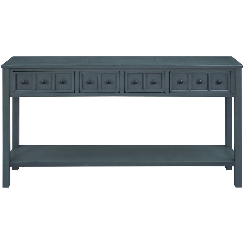 Whisen Rustic Entryway Console Table with Drawers and Bottom Shelf - Gray Wash