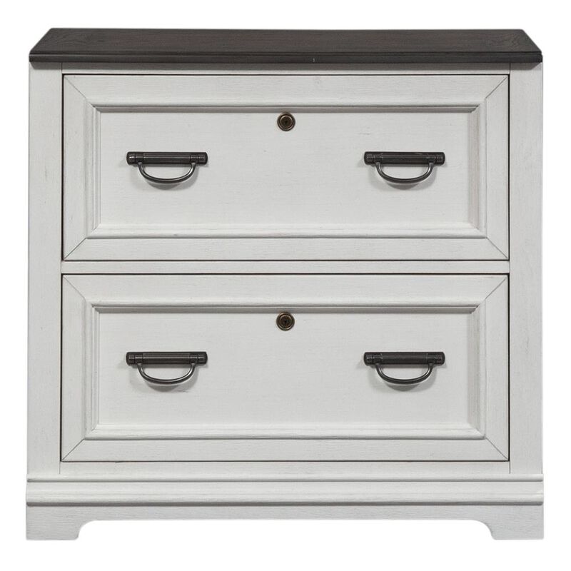 Liberty Furniture Allyson Park Bunching Lateral File Cabinet in Wirebrushed White w/ Charcoal Top image number 1