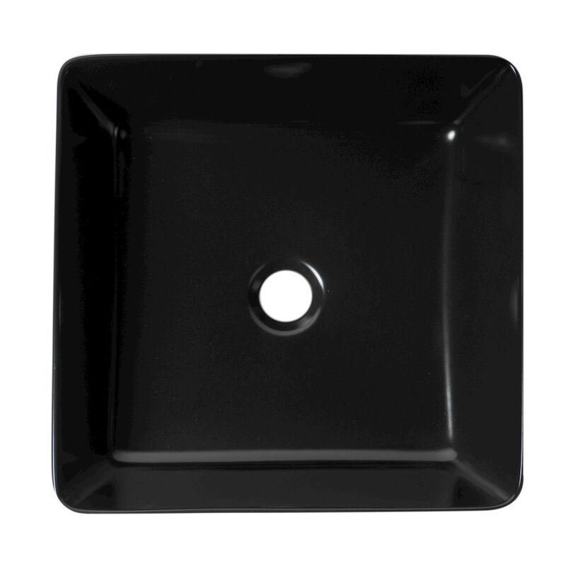 ALFI brand Black Matte 16 Modern Square Above Mount Ceramic Sink