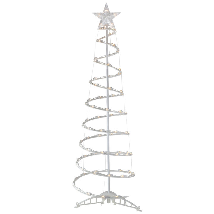 4ft Lighted Spiral Cone Tree Outdoor Christmas Decoration  Clear Lights