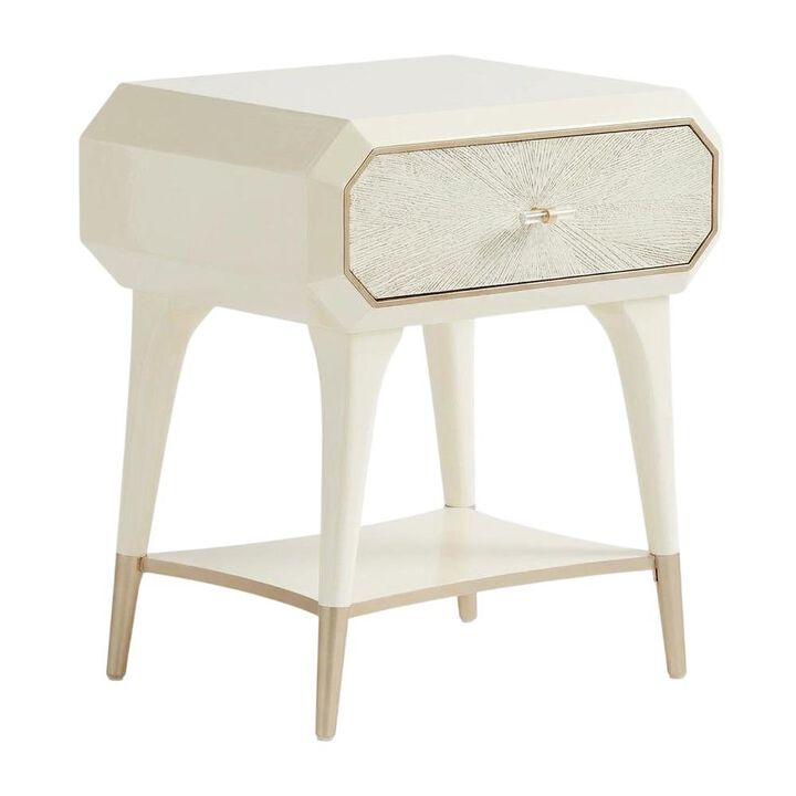 Champagne 1-Drawer Nightstand with Acrylic Finish and Modern Design
