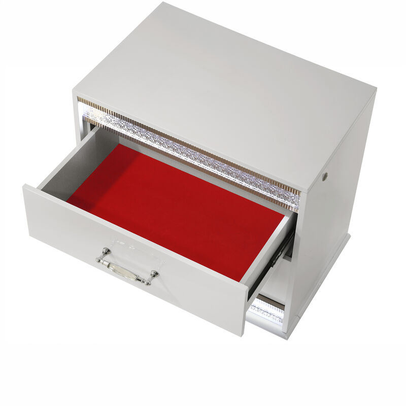 Modern 2 Drawer Nightstand with LED Lighting and Crystal Accents image number 3
