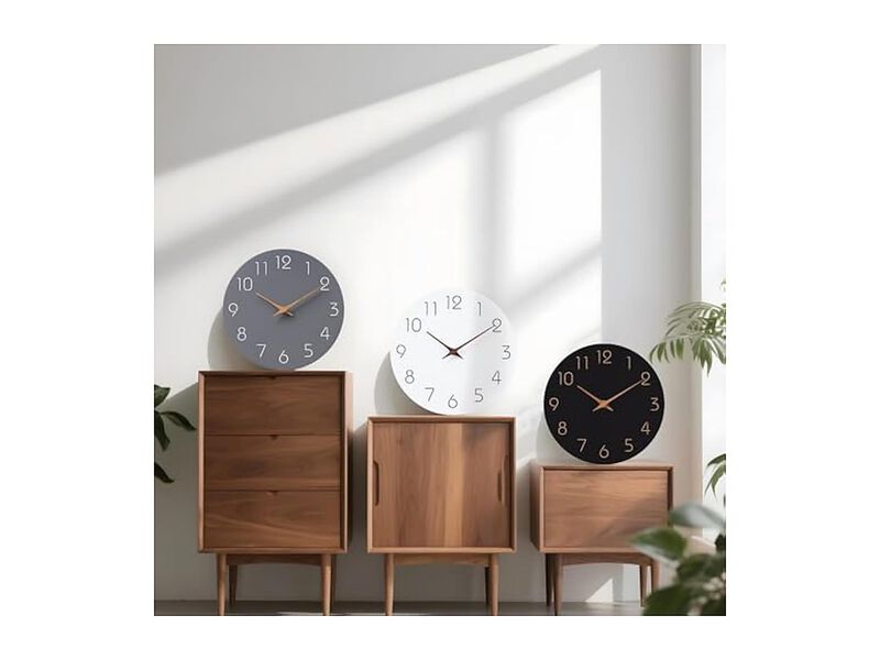 Black Simple Minimalist Wall Clock 12 Inch Silent Non Ticking Modern image number 3