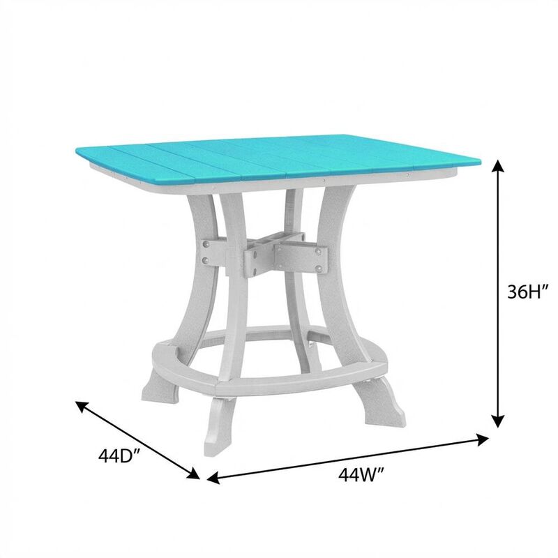 Outdoor Escape Square Outdoor Dining Table In Aruba Blue With White Base, Polyethylene Material image number 6
