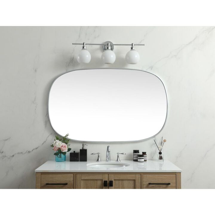 Elegant Decor Metal Frame Oval Mirror 30x48 Inch in Silver