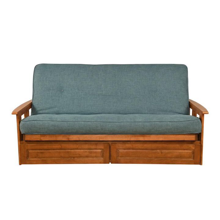 Phoenix Frame-Barbados Finish-Linen Aqua Mattress-Storage Drawers
