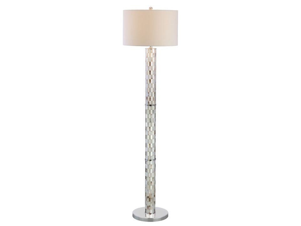 Liam 63.5" Seashell Mosaic LED Floor Lamp, Cream