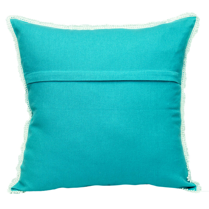 HomeRoots 20" Blue Cotton Throw Pillow image number 2