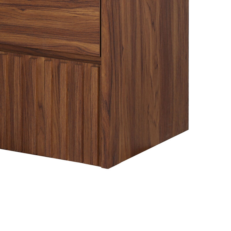 Sherwin 24 in. W x 18 in. x D x 20 in. H Slat Modern Coastal 2-Drawer Wall Mounted Bath Vanity Cabinet Only (Sink Basin Not Included)