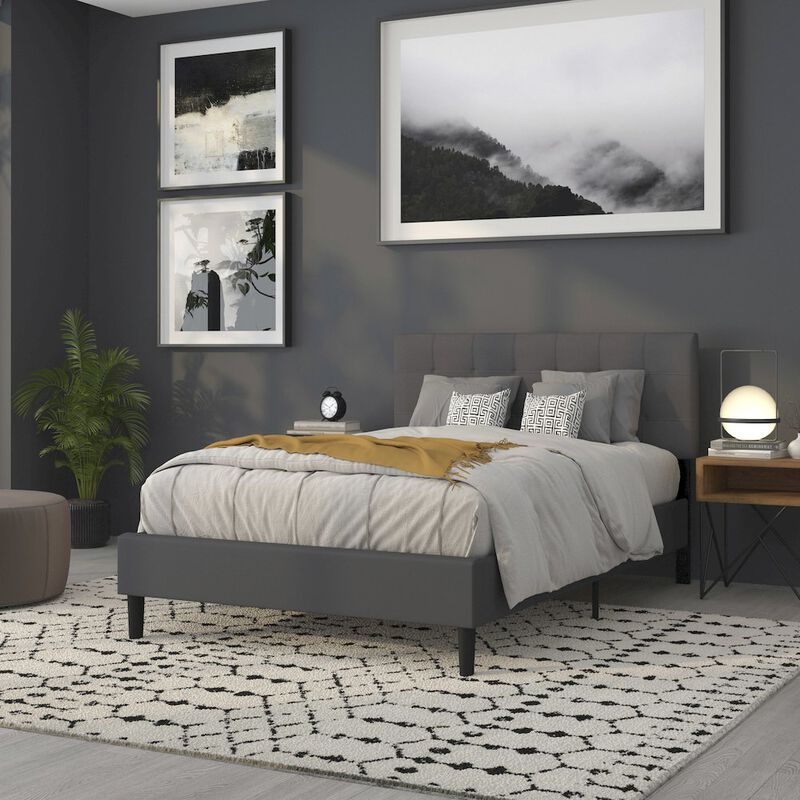 Flash Furniture Tufted Upholstered Full Size Headboard in Dark Gray Fabric image number 9