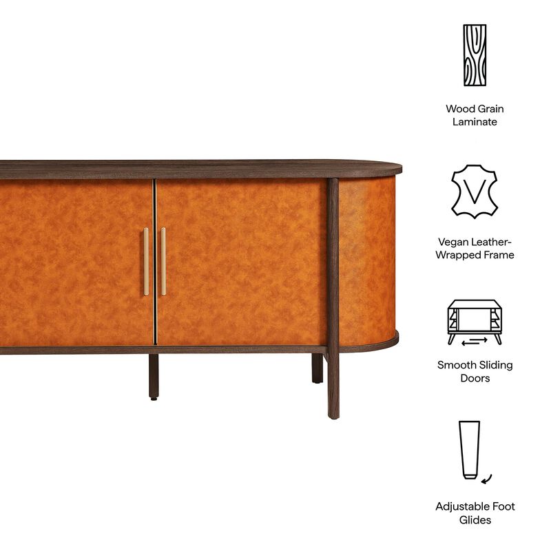 Coralie 63" Oval Leather Sideboard image number 3