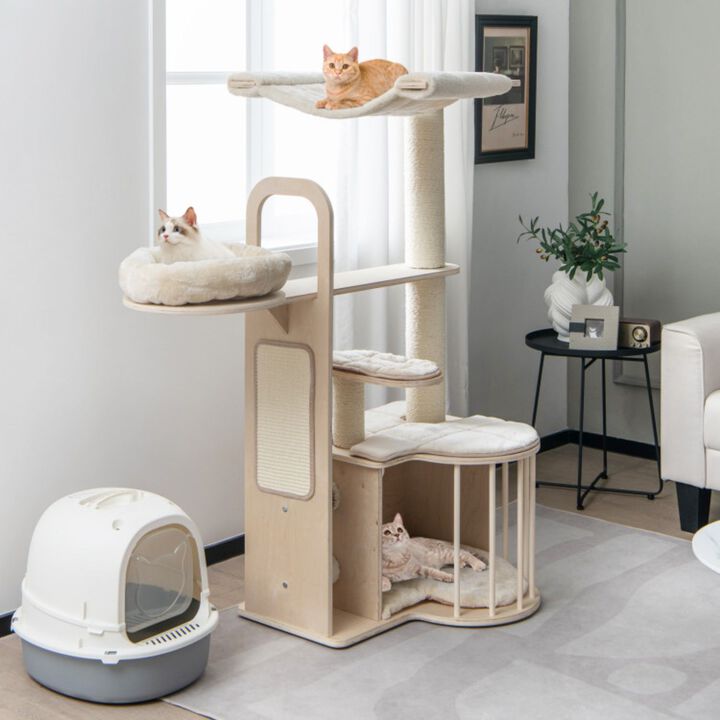 Tall Multi-Level Cat Tree with Washable Removable Cushions