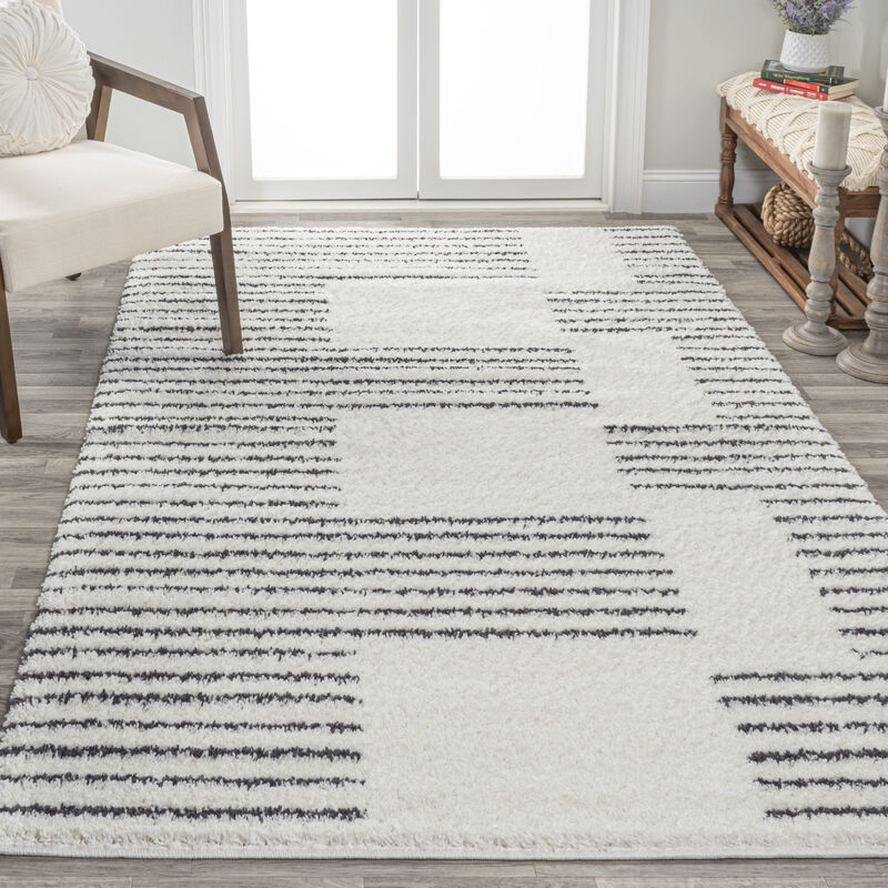 Petra Abstract Stripe Geometric Shag Area Rug