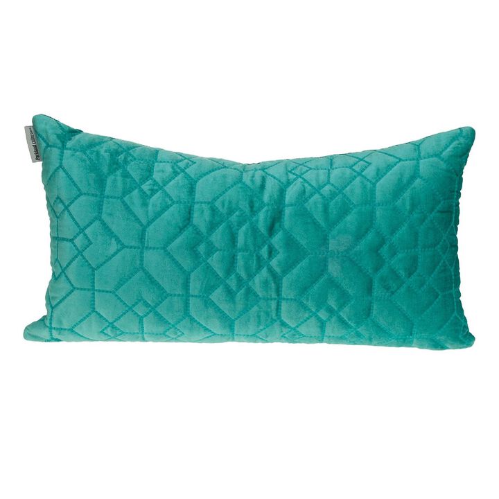 24" Aqua Blue Transitional Quilted Throw Pillow